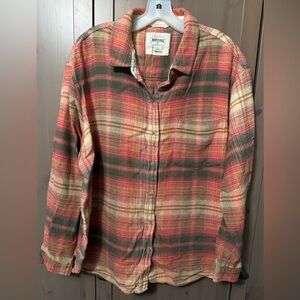 American Eagle Outfitters Pink, yellow and Gray Plaid Shacket